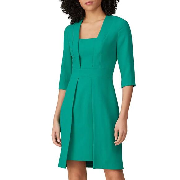 Black Halo Green Mini Sheath Dress Size 2 Career Work Professional Designer $400 - Picture 1 of 13